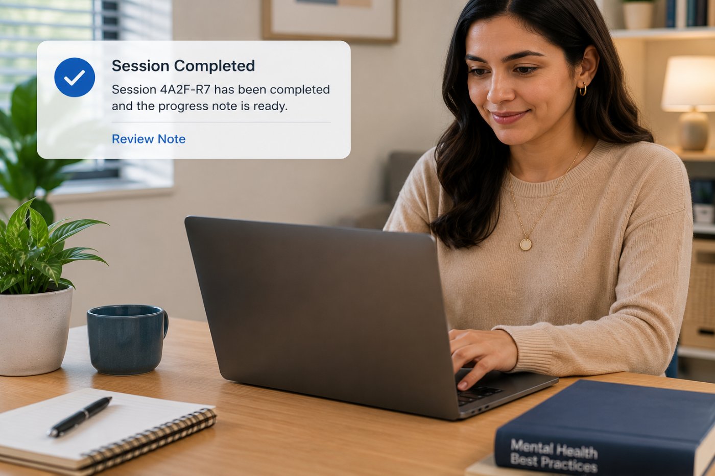 A provider reviewing a completed MediMic session and its progress note in the provider portal