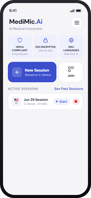 MediMic.Ai home screen